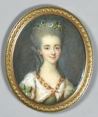École FRANÇAISE du XVIIIe siècle Portrait d'Emmanuelle Marie Anne de Cossé-Brissac,...