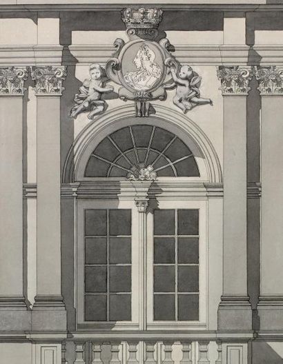École FRANÇAISE de la fin du XIXe siècle Étude d'une partie de façade, château Ermitage,...