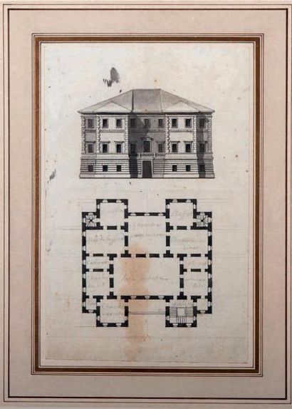 Giacomo QUARENGHI (Rota Fuori, 1744 - Saint-Petersbourg, 1817) Projet pour une villa,...