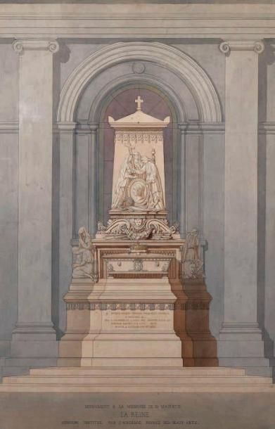 ÉCOLE BELGE du milieu du XIXe siècle Trois projets pour le tombeau de la reine Louise...
