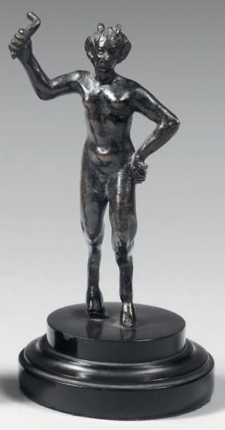 null Statuette en bronze à patine brun foncé. Italie du nord, début du XVIIe siècle....
