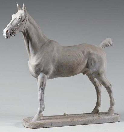 Henri Geoffroy de RUILLE (1842-1922) Cheval pur-sang Statuette en plâtre. Tirage...