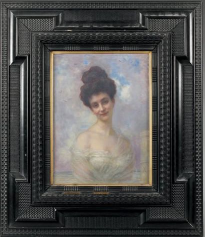 Ernest HÉBERT (1817-1908) Portrait de la comtesse d'Yanville, née Waddington Huile...