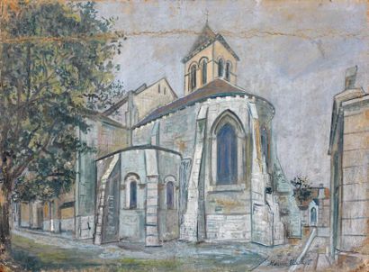 Maurice UTRILLO (1883-1955) Paris, Montmartre, l'église Saint-Pierre Gouache sur...
