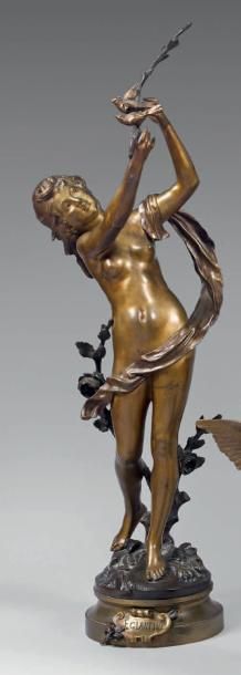 MOREAU Auguste (1834-1917) Églantine Épreuve en bronze à patine brune, signée et...