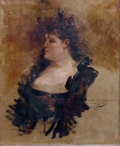 Georges CLAIRIN (1843-1919) Portrait de femme, 1883 Huile sur toile, signée, datée...