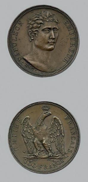 null PREMIER EMPIRE (1804-1814) 7 Essais, épreuves Consulat-Empire dont: 100 Francs,...