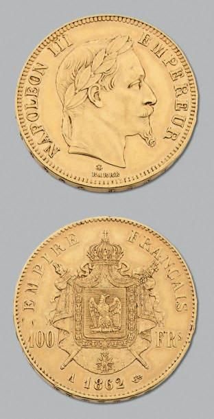 null SECOND EMPIRE (1852-1870) 100 Francs or, tête laurée. 1862. Paris. G. 1136....