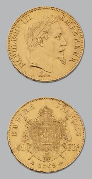 null SECOND EMPIRE (1852-1870) 100 Francs or, tête laurée. 1869. Strasbourg. G. 1136....