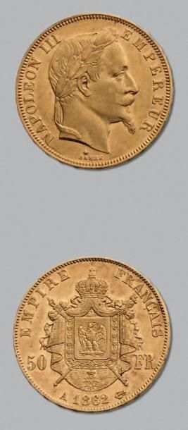 null SECOND EMPIRE (1852-1870) 50 Francs or, tête laurée. 1862. Paris. G. 1112. TTB...