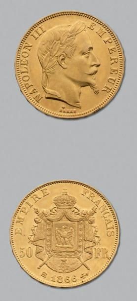 null SECOND EMPIRE (1852-1870) 50 Francs or, tête laurée. 1866. Strasbourg. G. 1112....