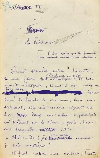 GOURMONT (Rémy de) Les Chevaux de Diomède. Manuscrit autographe et édition originale....