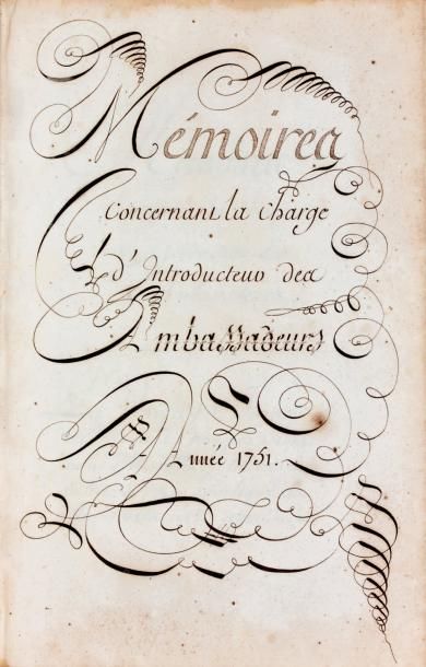 VERNEUIL (Eusèbe-Félix Chaspoux de) Manuscrit intitulé «Mémoires concernant la charge...
