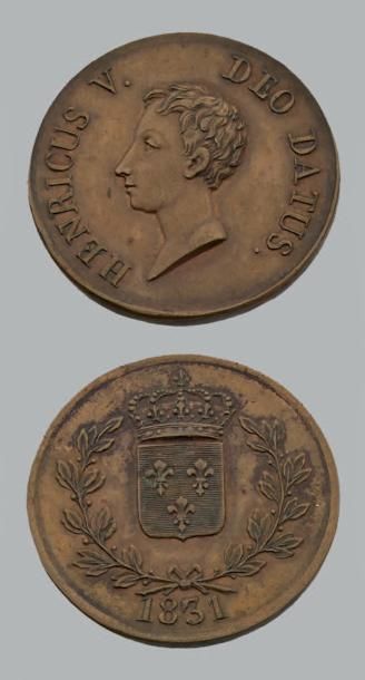 null HENRI V (1820-1883) 5 Francs (module de). 1831. Bronze. G. 650. Superbe.