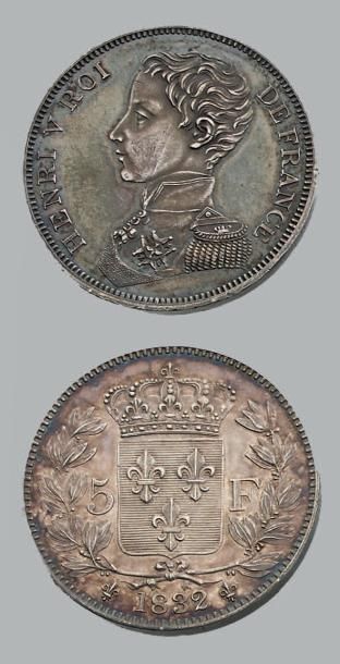 null HENRI V (1820-1883) 5 Francs. 1832. Argent. Tranche lisse. G. 651. Superbe.