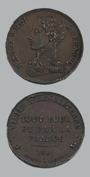 null HENRI V (1820-1883) 5 Francs (module de). Visite en Angleterre, 1843. Étain...