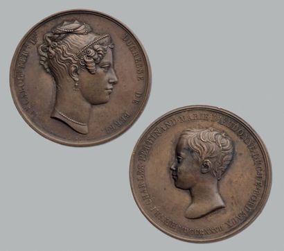 1827 Aux bustes de la Duchesse de Berry et du jeune Duc de Bordeaux. Dubois. BC 147....