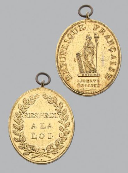 1791 Décoration d'administrateur de convention et département - Directoire. Bronze...