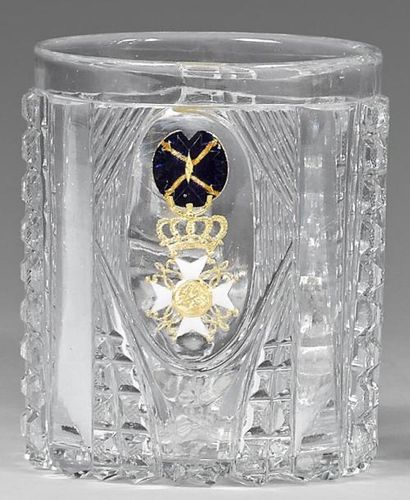 PAYS-BAS Ordre du Lion Néerlandais, fondé en 1815, verre à inclusion en cristal taillé,...