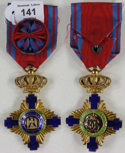 ROUMANIE Ordre de l'Étoile, fondé en 1877, croix d'officier du premier type en vermeil...