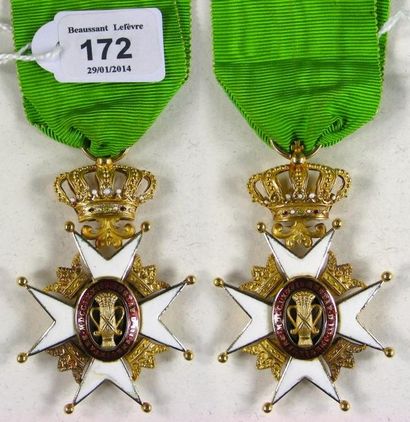 SUÈDE Ordre de Vasa, fondé en 1772, croix de chevalier de première classe en or et...
