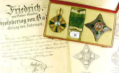 BADE Ordre du Lion de Zähringen, fondé en 1809, ensemble complet de commandeur avec...