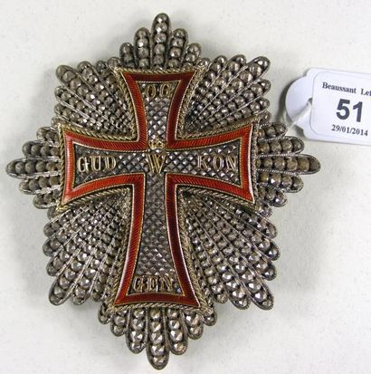 DANEMARK Ordre du Dannebrog, plaque de grand-croix, fabrication française de luxe...
