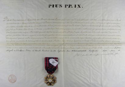 null États Pontificaux - Ordre de Pie IX, fondé en 1847, bijou de chevalier en or...