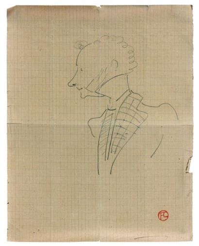 Henri de TOULOUSE-LAUTREC (1864-1901) Monsieur Paul Leclercq, 1898 Dessin au crayon...