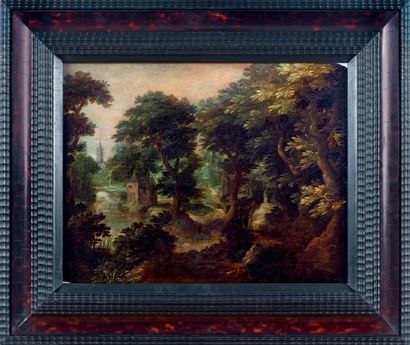 Attribué à Gillis III van CONINXLOO (Anvers, 1544 - Amsterdam, 1607) Paysage forestier...