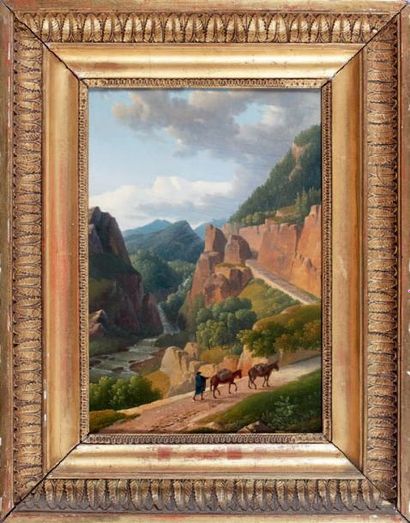 Alexandre Hyacinthe DUNOUY (Paris, 1757 - Lyon, 1841) Vue d'une vallée en Italie...