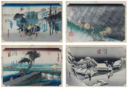 Ando Hiroshige (1797-1858) Album complet de 55 planches de la série "Tokaido gojusan...