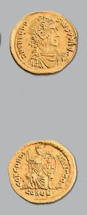 null THÉODORE Ier (379-395) Solidus. 4,46 g. Constantinople. Son buste diadémé et...