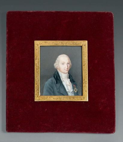 J. CHAILLAUX Portrait d'homme portant la Légion d'Honneur Miniature sur ivoire, signée...