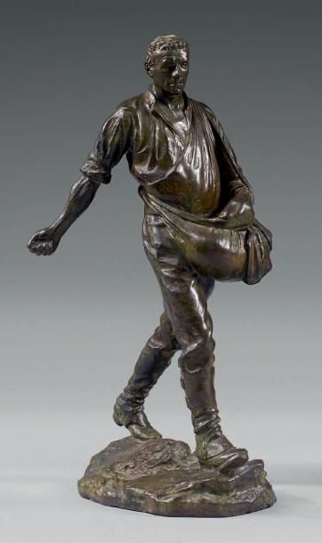 D'après Paul RICHER (1849-1933) Le semeur Statuette en bronze à patine verte. Fonte...