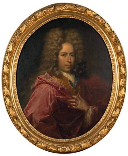 École FRANÇAISE du début du XVIIIe siècle Portrait d'homme à la veste rouge Huile...