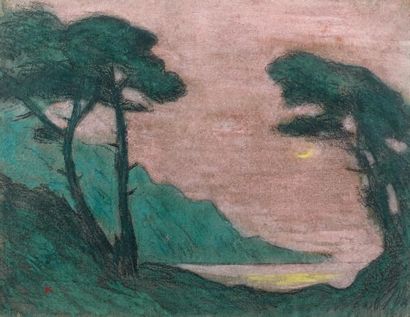 Jean Francis AUBURTIN (1866-1930) Clair de lune sur le Cap Myrthe, La Croix Valmer... Gazette Drouot