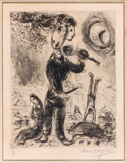 Marc Chagall Le Violoniste amoureux, 1967, eau-forte et aquatinte, 30,5 x 23,5 cm,...
