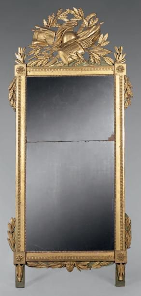 null Grand miroir rectangulaire en deux parties dans un encadrement en bois doré...