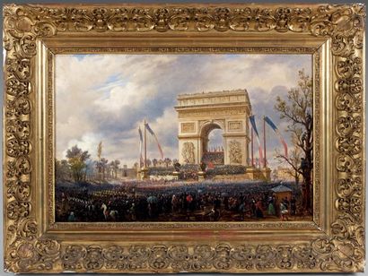 Hippolyte SEBRON (1801-1879) Cérémonie à l'Arc de Triomphe à Paris La Fête de la...