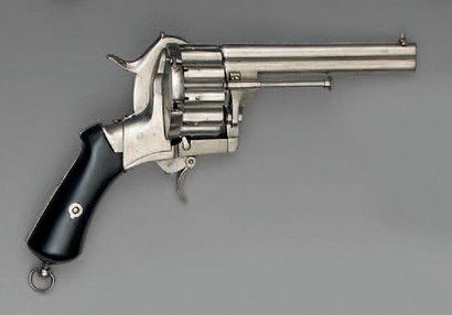 null Revolver à broche Lefaucheux, 20 coups, calibre 7 mm, Deux canons ronds superposés,...