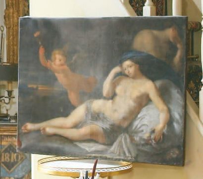 null ÉCOLE FRANÇAISE du XVIIe siècle Vénus allongée Huile sur toile, rentoilée. (Restaurations)....