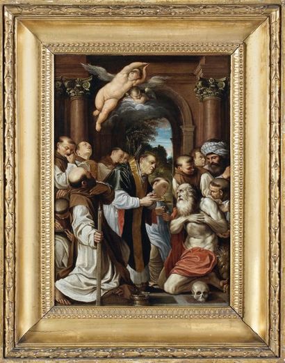 Lucio MASSARI (Bologne 1569-1633) La dernière communion de saint Jérôme Huile sur...