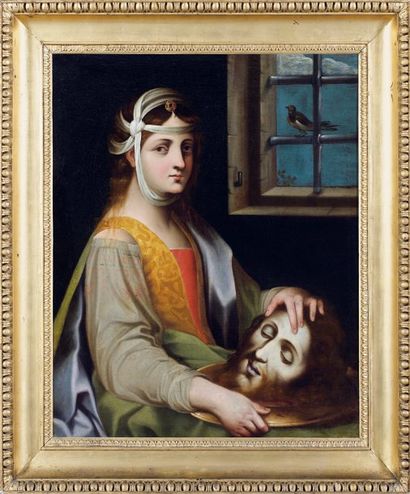 Astolfo PETRAZZI (Sienne 1580-1665) Salomé avec la tête de saint Jean-Baptiste Huile...