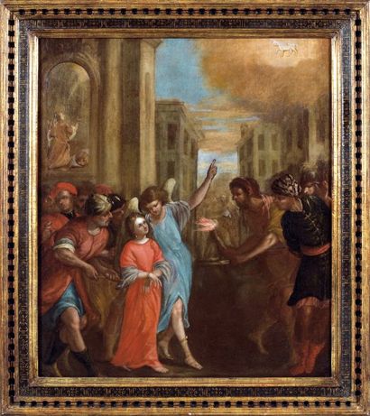 Ecole italienne du XVIIe siècle Sainte Agnès Huile sur toile. 88 x 75,5 cm Littérature...