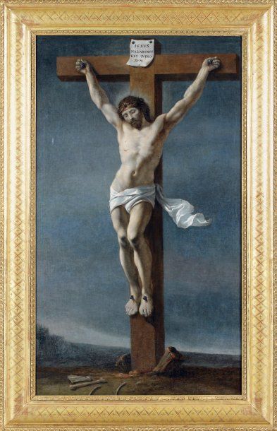 Attribué à Mathieu LE NAIN (Laon 1607(?)-Paris 1677) Le Christ en croix Huile sur...
