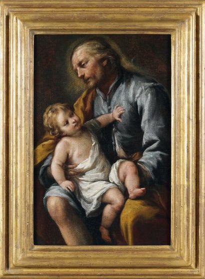 Carlo Francesco NUVOLONE (Milan 1609-1662) Saint Joseph et l'Enfant Jésus Huile sur...