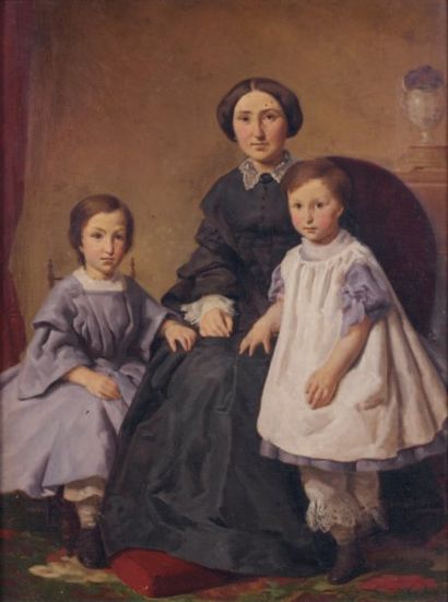 Eugène BOILLY (Expose au Salon en 1850) Portrait de la famille Douladour Huile sur...