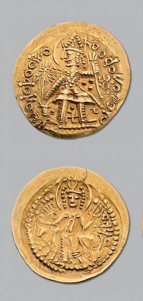 null ROYAUME de KUSHANSHAHR Ardhershir Ier (230-271) Statère d'or. 7,75 g. Le roi...
