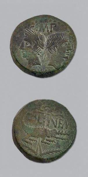 null AUGUSTE et AGRIPPA As de Nîmes (Gaule). Têtes adossées d'Auguste et Agrippa....